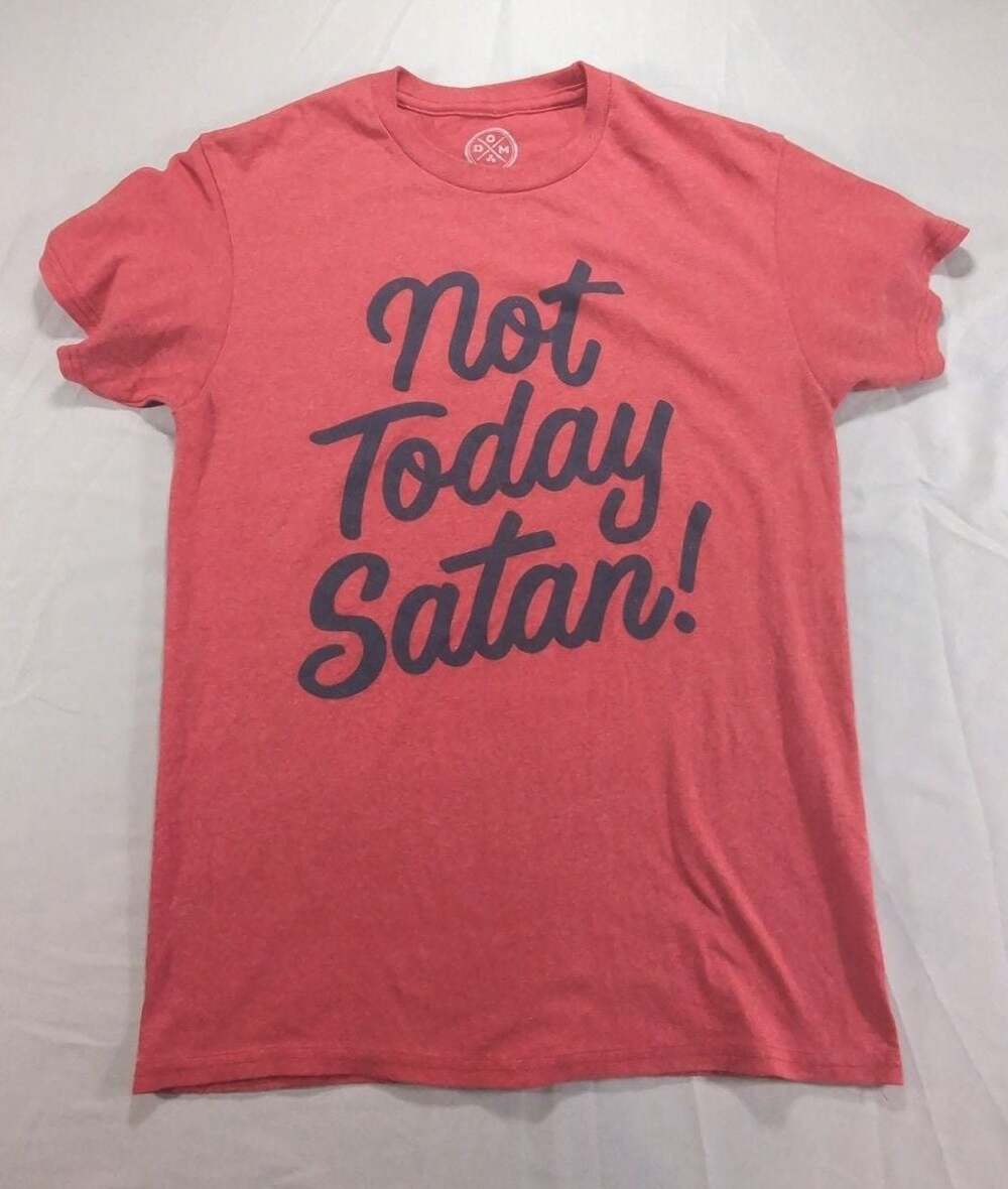 Not Today Satan! Graphic Crew Neck Red T-Shirt